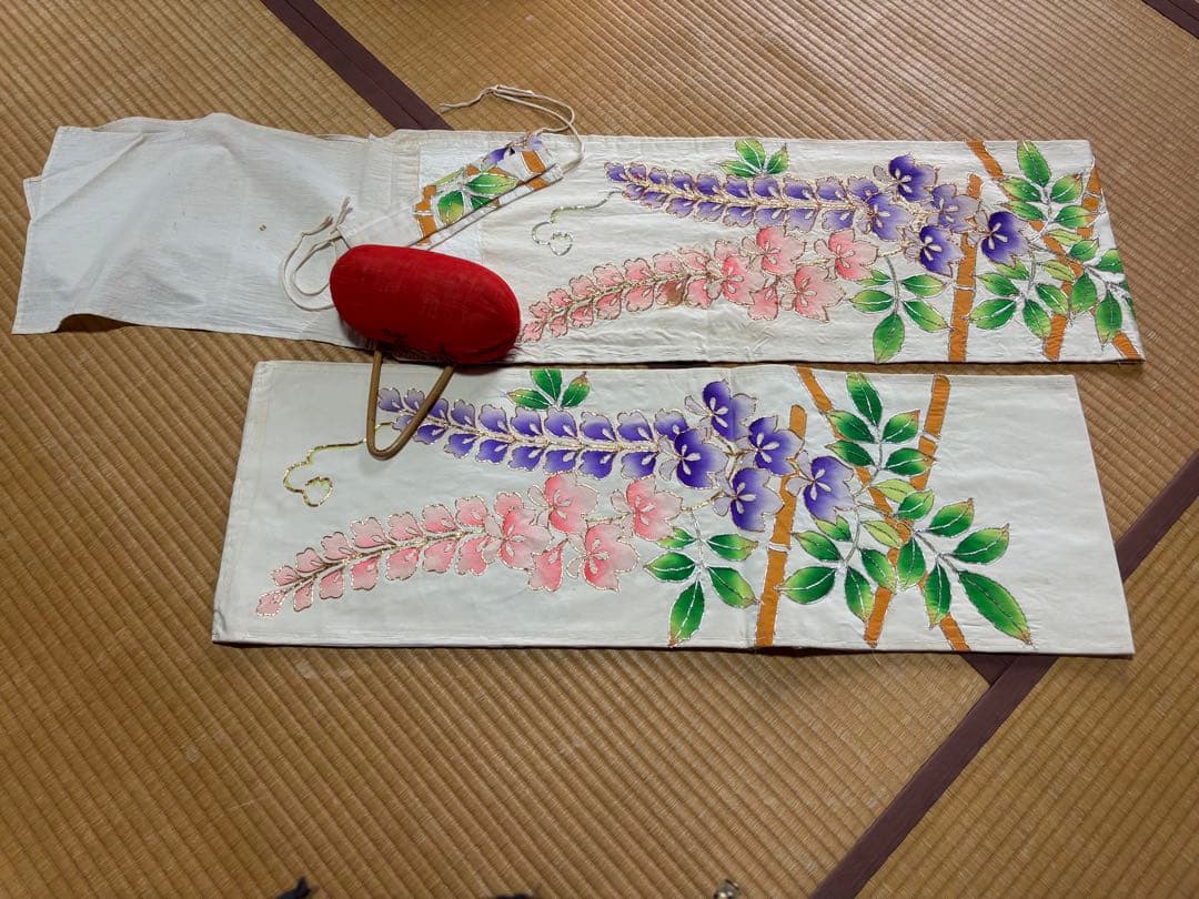 藤娘(青)正絹裾引き帯セット・日舞、大衆演劇に