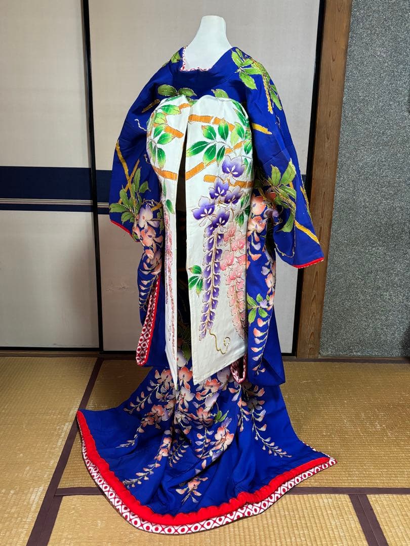 藤娘(青)正絹裾引き帯セット・日舞、大衆演劇に