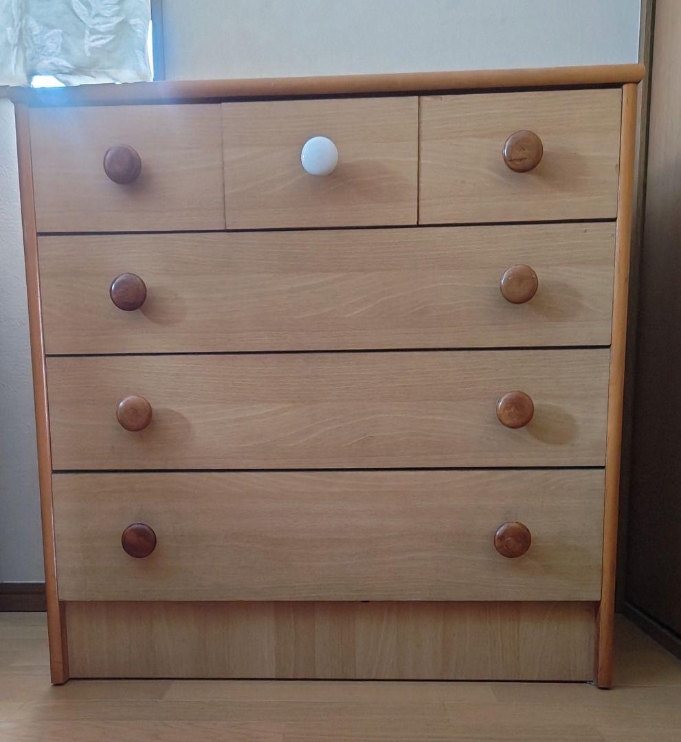 【Nuu】木製5段チェスト