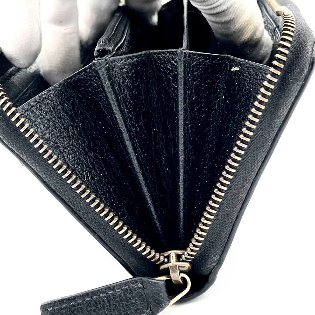 極美品GUCCI ラウンドファスナー　アニマリエ ビー スター レザー 黒