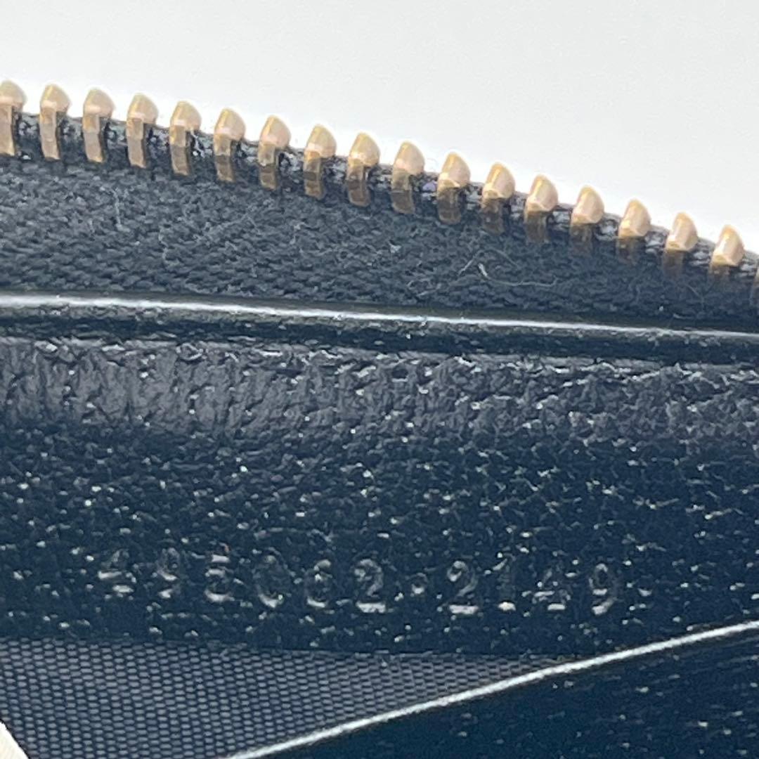 極美品GUCCI ラウンドファスナー　アニマリエ ビー スター レザー 黒