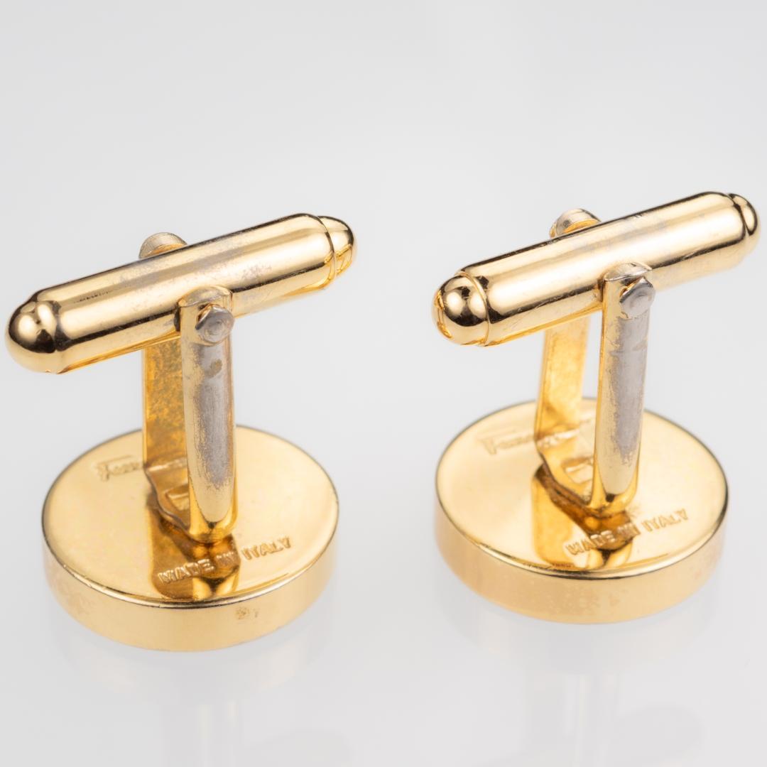 80's ビンテージ 犬柄エナメル フェラガモ カフスボタン FERRAGAMO