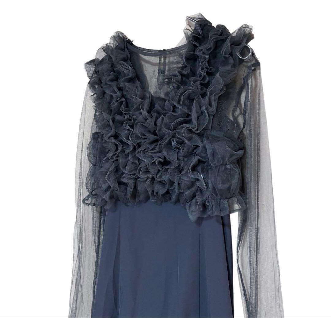 et.UNiVER パーティードレス　フリル　3点セット ブルー M 新品タグ付