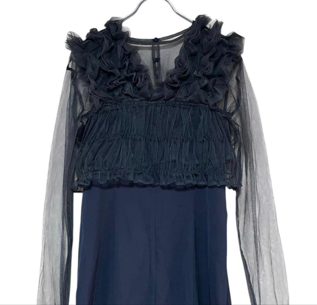 et.UNiVER パーティードレス　フリル　3点セット ブルー M 新品タグ付