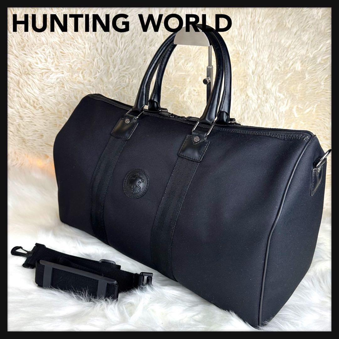綺麗✨ハンティングワールド ボストンバッグ レザーロゴ 希少