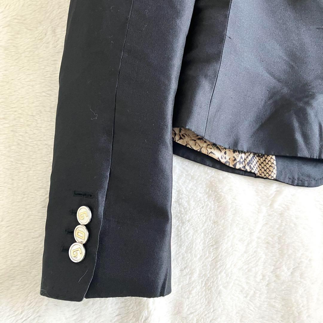 ドルチェアンドガッバーナ シルク ロゴボタン 豹柄テーラードジャケット 40 黒