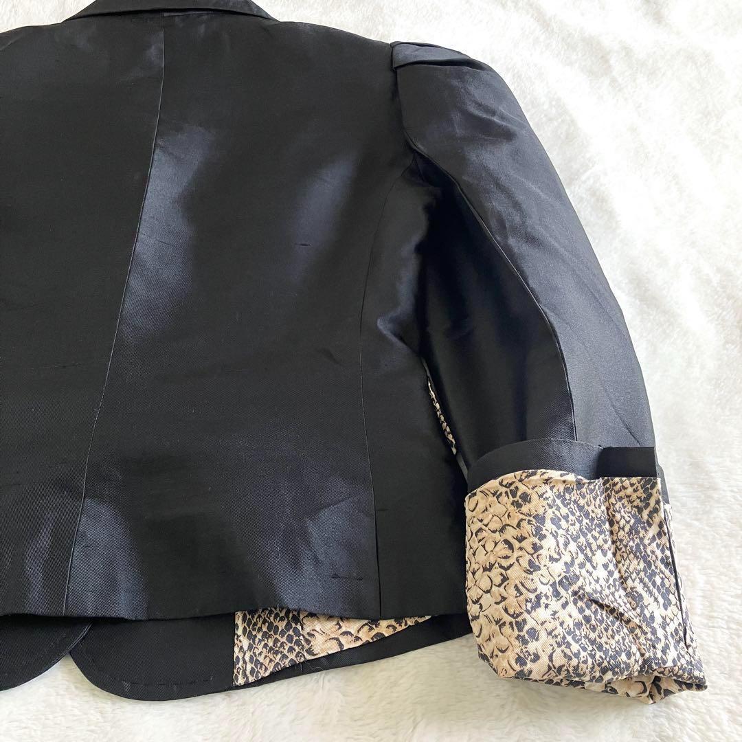 ドルチェアンドガッバーナ シルク ロゴボタン 豹柄テーラードジャケット 40 黒