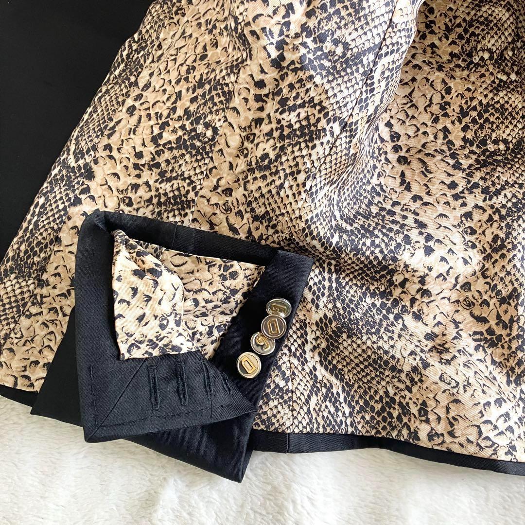ドルチェアンドガッバーナ シルク ロゴボタン 豹柄テーラードジャケット 40 黒