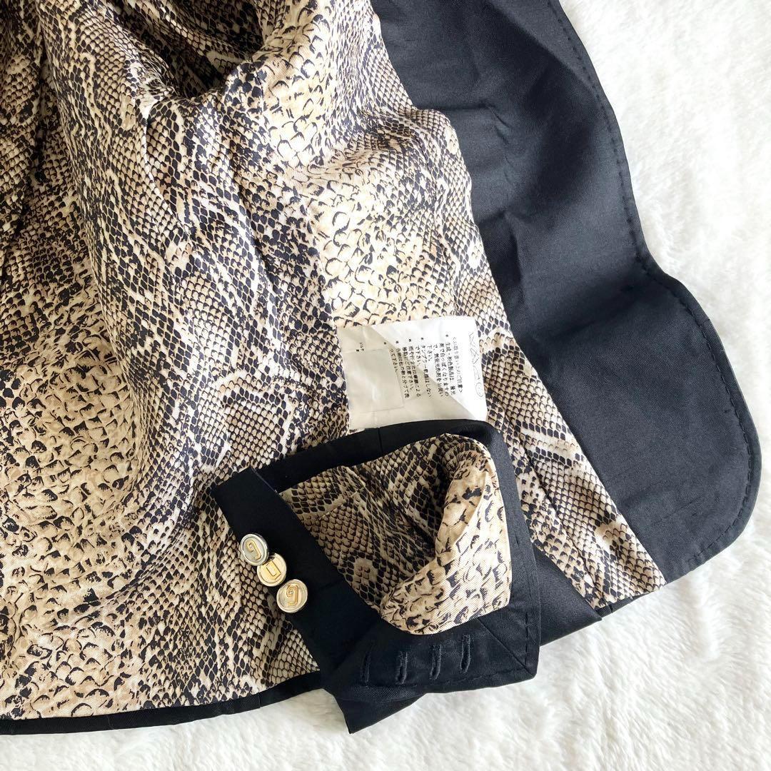 ドルチェアンドガッバーナ シルク ロゴボタン 豹柄テーラードジャケット 40 黒