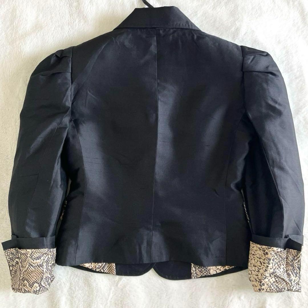 ドルチェアンドガッバーナ シルク ロゴボタン 豹柄テーラードジャケット 40 黒