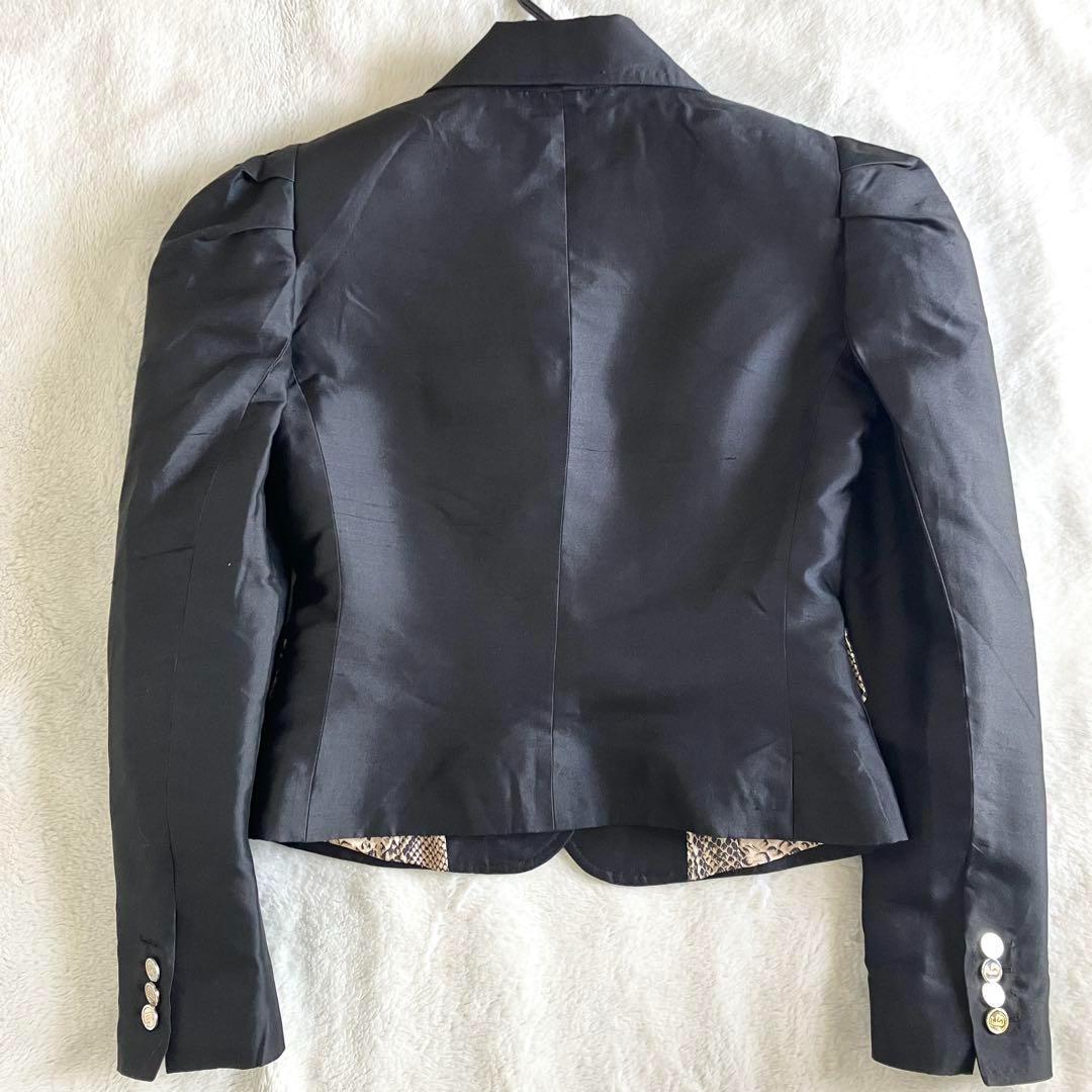 ドルチェアンドガッバーナ シルク ロゴボタン 豹柄テーラードジャケット 40 黒