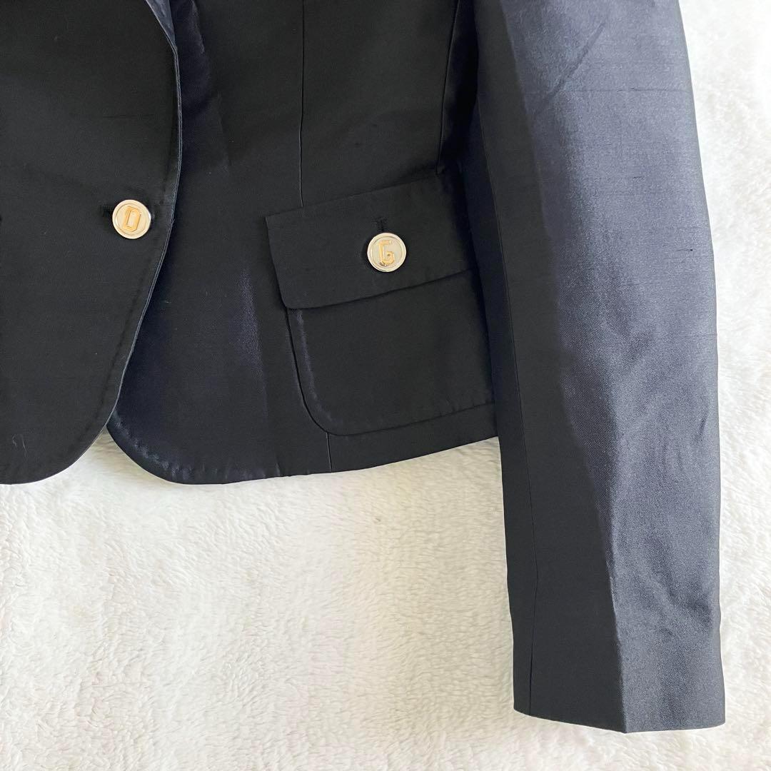 ドルチェアンドガッバーナ シルク ロゴボタン 豹柄テーラードジャケット 40 黒