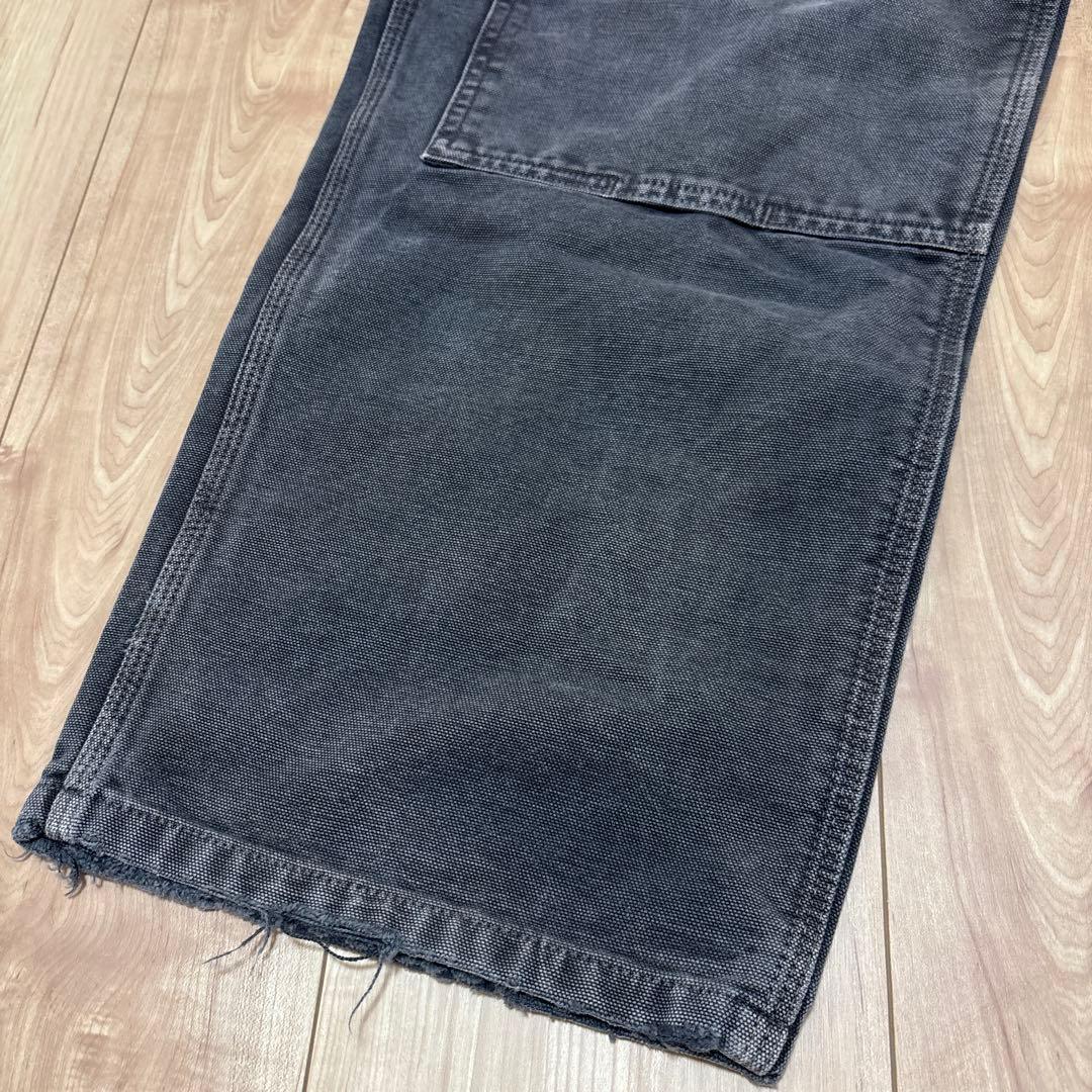 色落ち カーハート WIP ダブルニーパンツ W34 ブラックグレイ