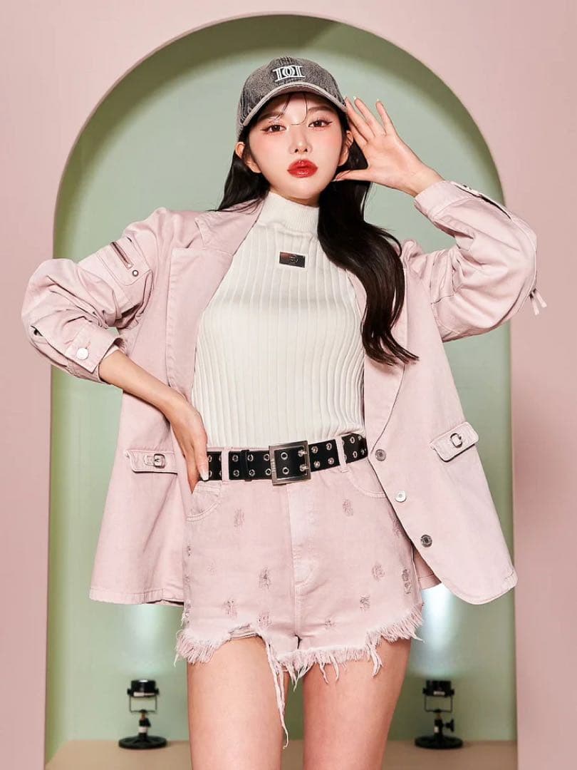 Darichカラーデニムジャケット　カラーデニムショートパンツ