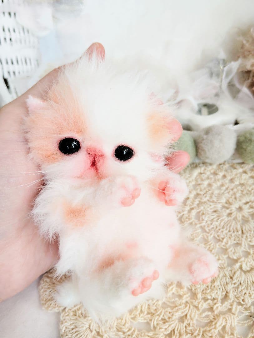 子猫ベビー♡三つ子ちゃん♡カゴセット♡アートドール♡ぬいぐるみ♡