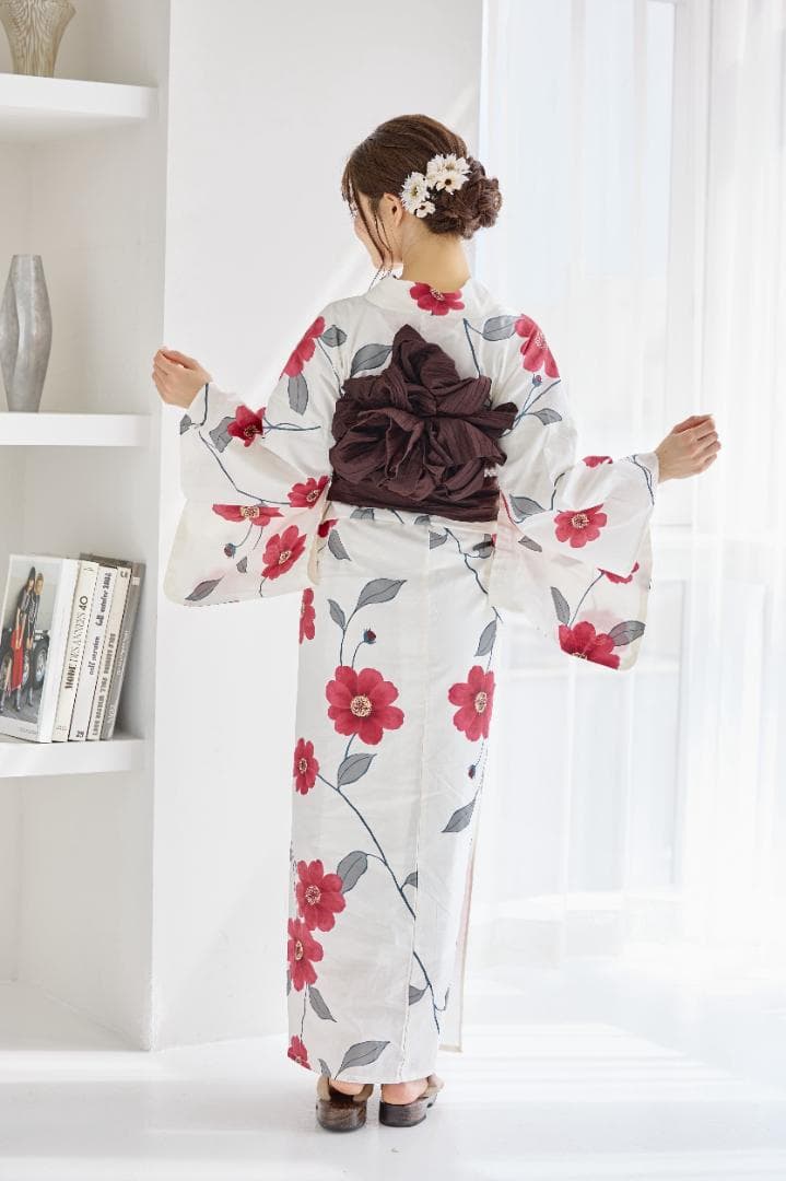 新品 4点 浴衣 セット 浴衣セット ゆかた レディース 赤 花柄 4Y-46