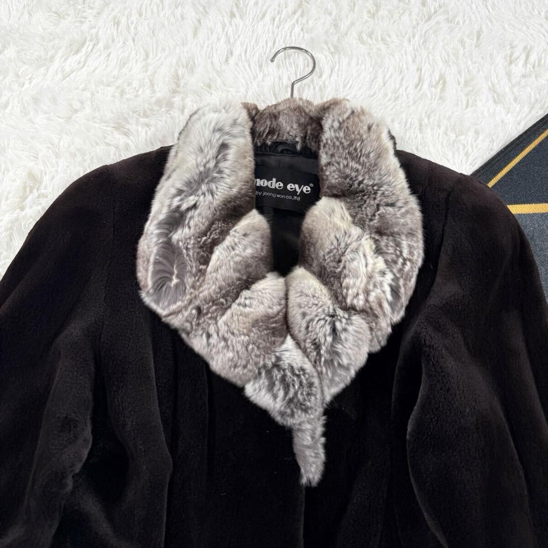 総丈108 サガミンク シェアードミンク ブラウン系 コート L相当 AA158