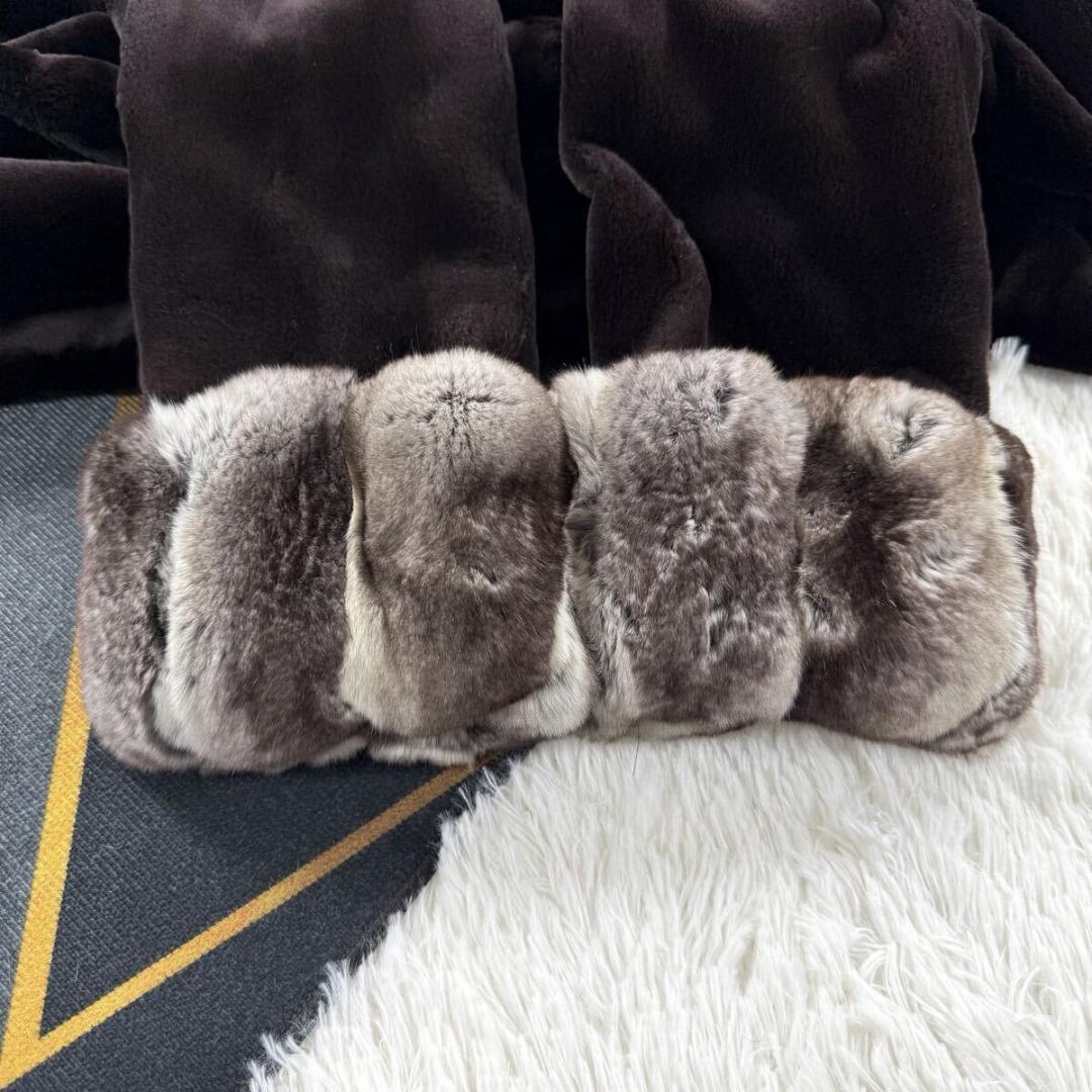 総丈108 サガミンク シェアードミンク ブラウン系 コート L相当 AA158