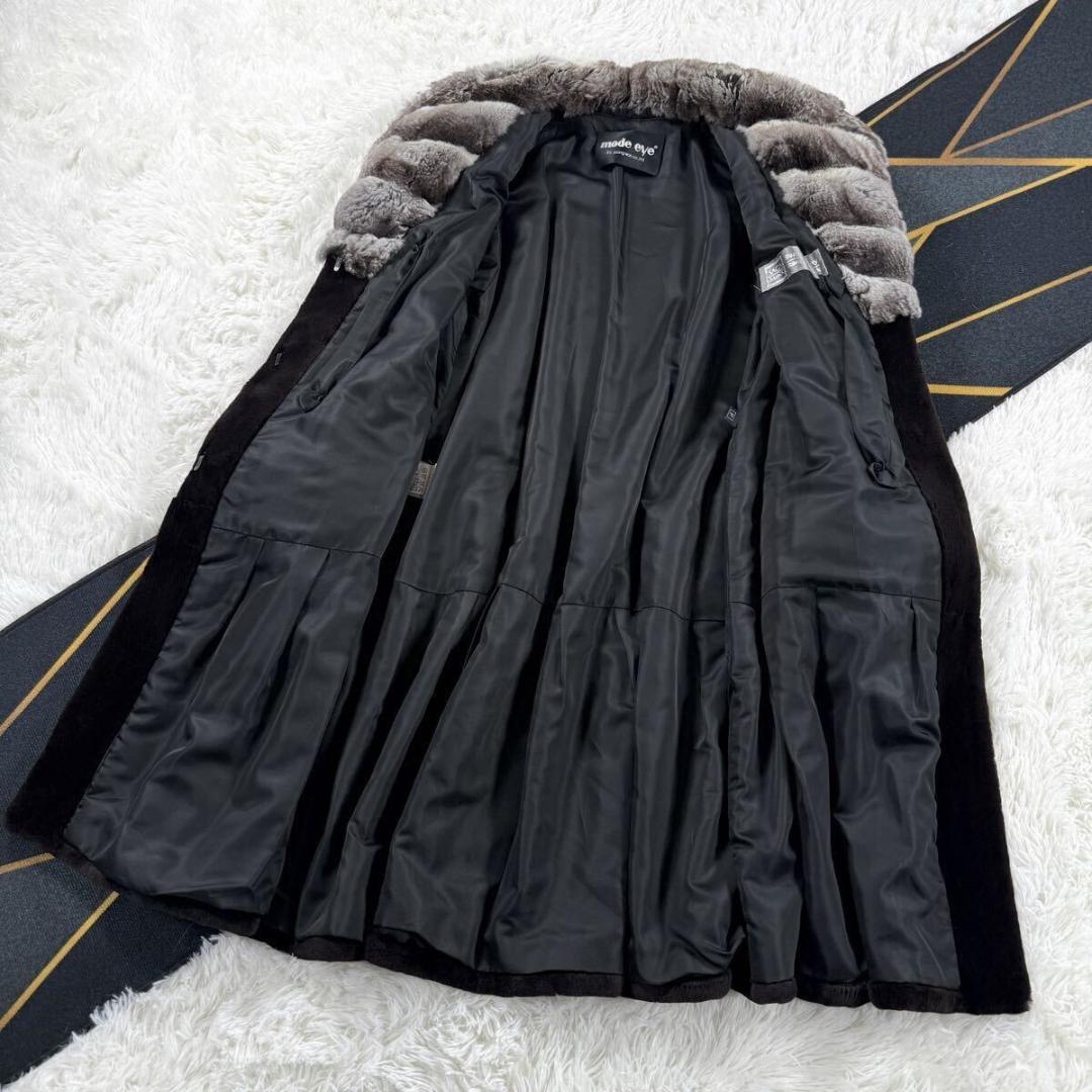 総丈108 サガミンク シェアードミンク ブラウン系 コート L相当 AA158