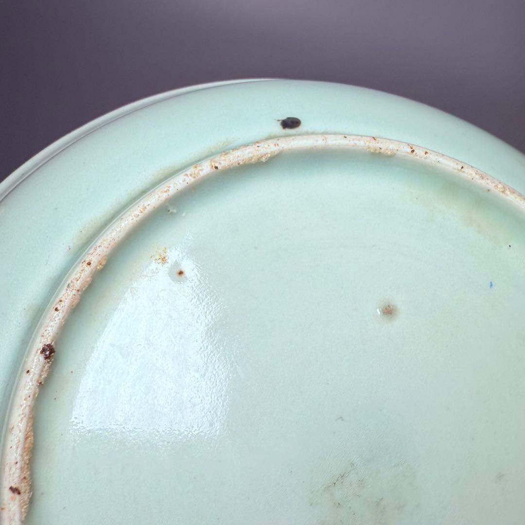 江戸時代　柿右衛門手　青磁竹梅文皿　桐箱付　赤絵　雲　古美術　鍋島青磁