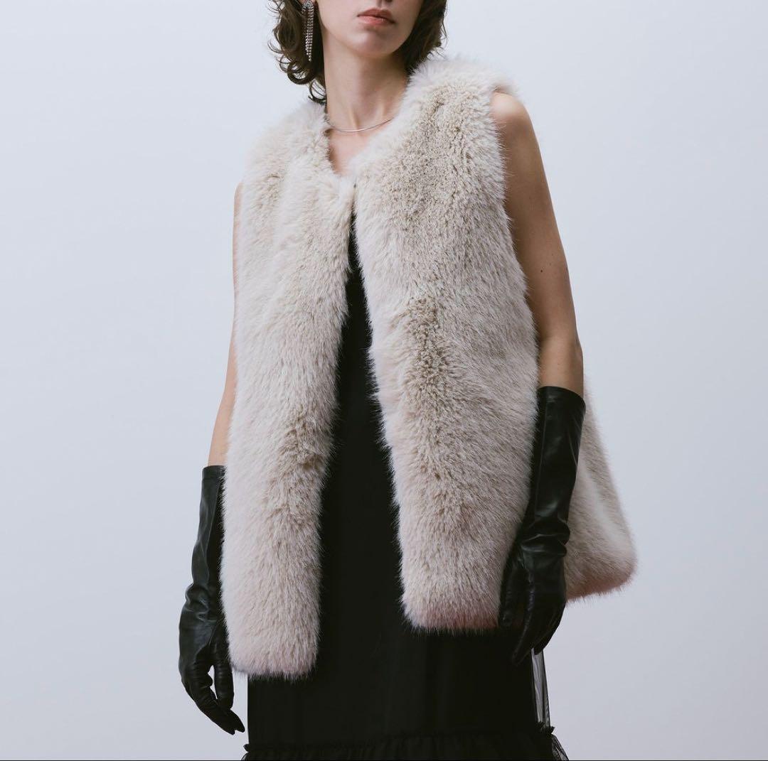 allureville アルアバイル フェイクフォックスジレ ベージュ サイズ2