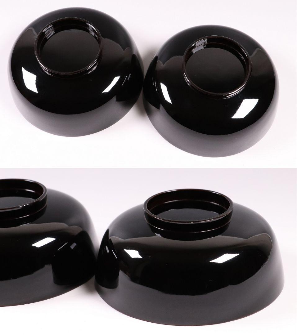 CL31 輪島塗 諫鼓鶏金蒔絵 黒塗椀 二客 木製漆器 鶏 太鼓 草花 梨地