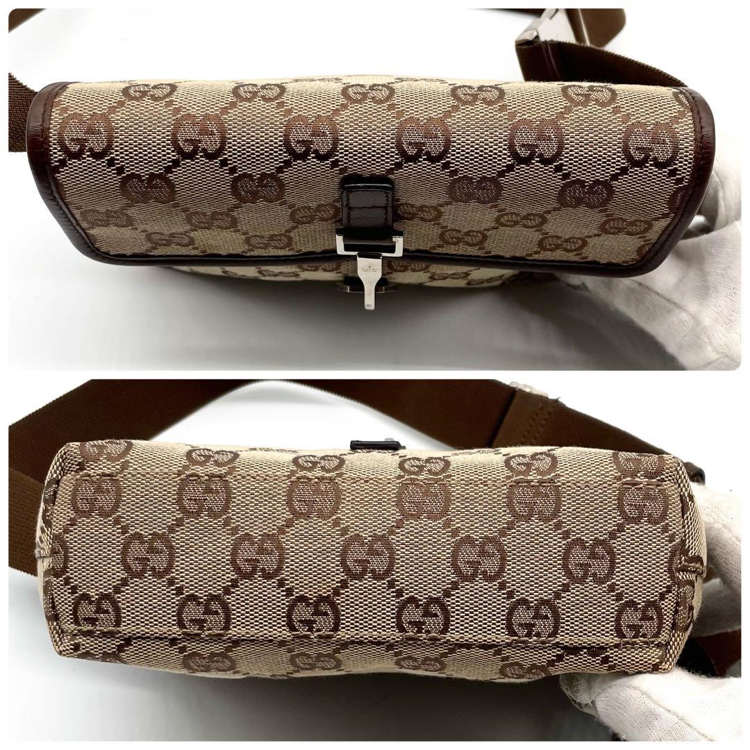 極美品✨グッチ ボディバッグ GG キャンバス ジャッキー ベージュ ブラウン
