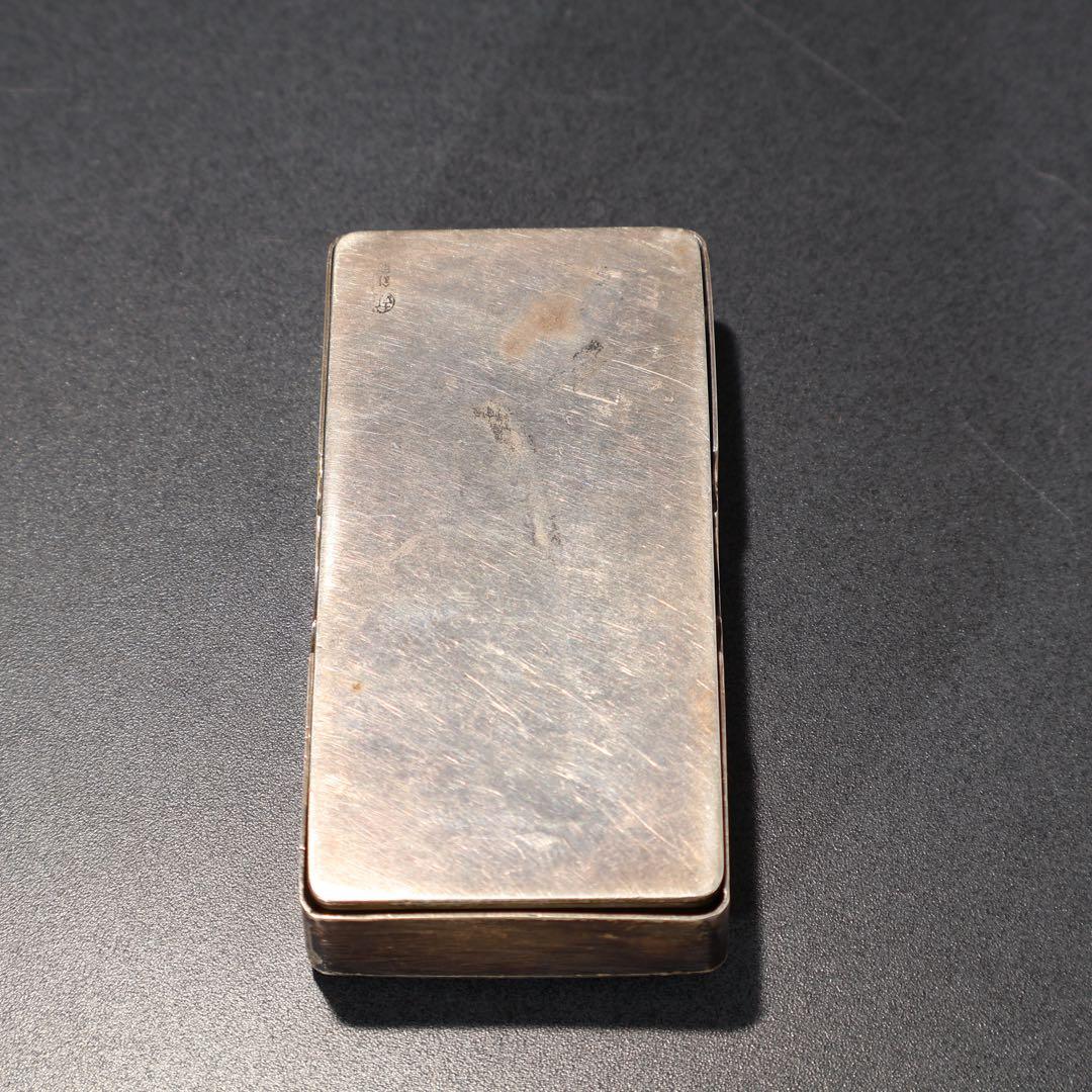 銀製　色紙文様　爪楊枝入れ　小物入れ　アンティーク　6R1481K3