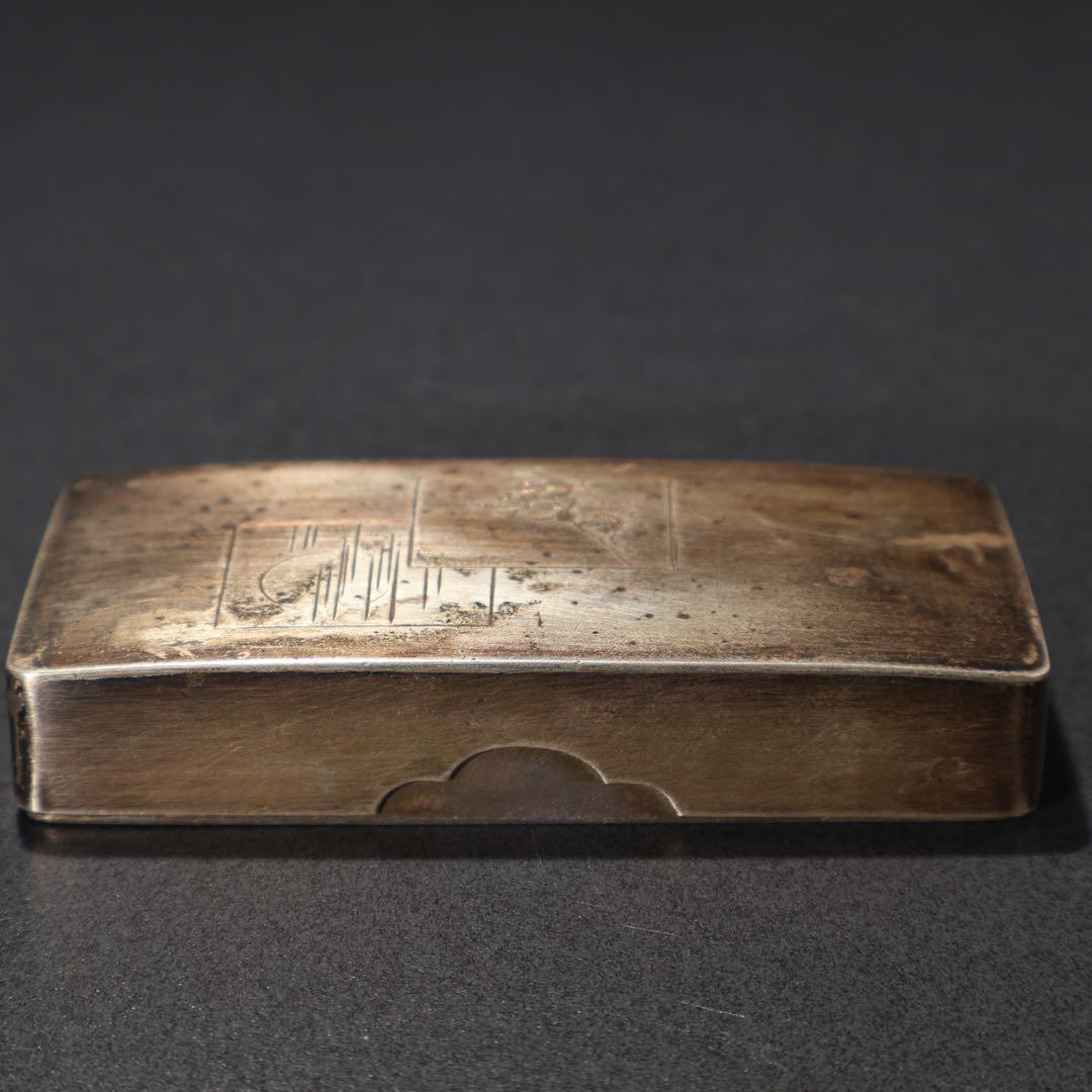 銀製　色紙文様　爪楊枝入れ　小物入れ　アンティーク　6R1481K3