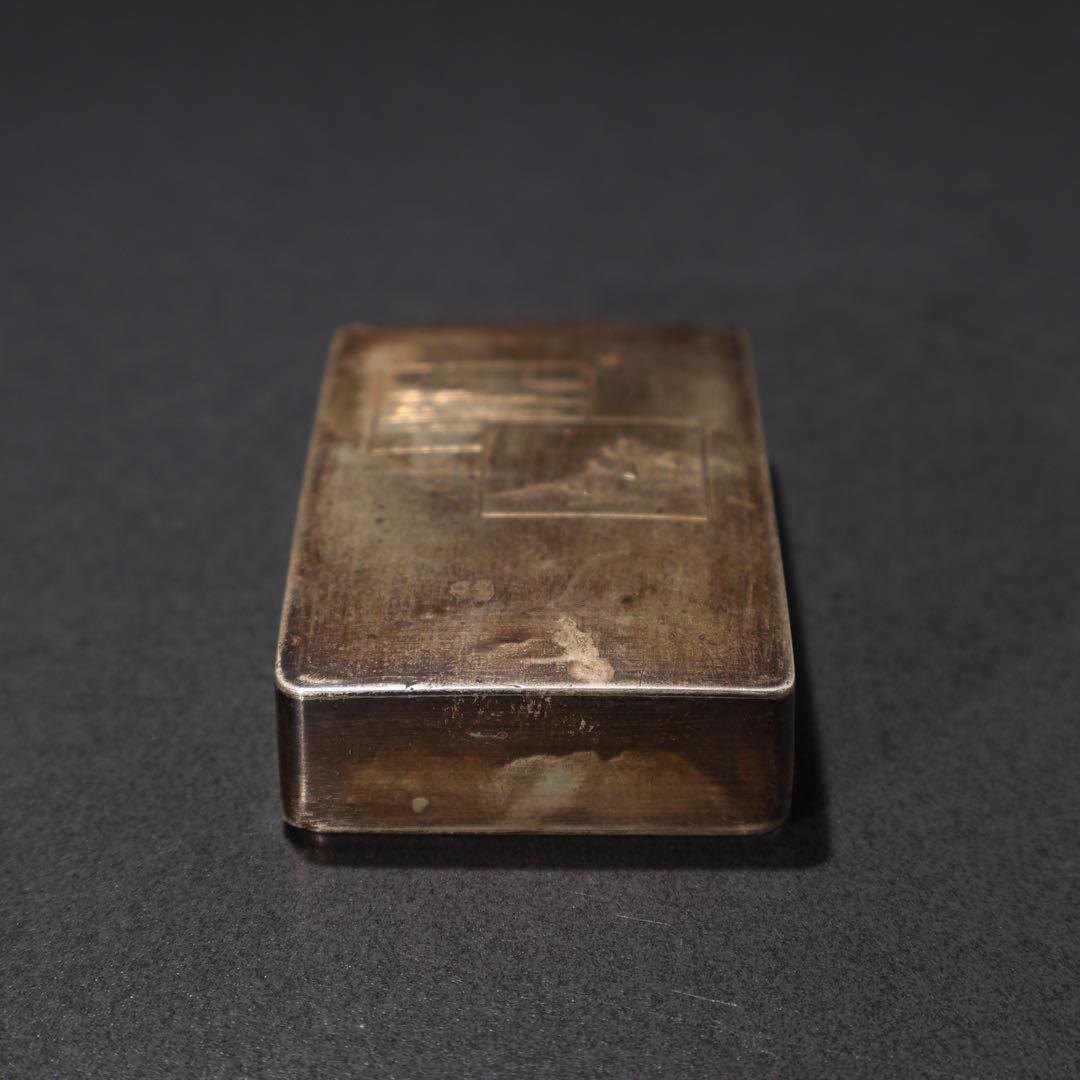 銀製　色紙文様　爪楊枝入れ　小物入れ　アンティーク　6R1481K3