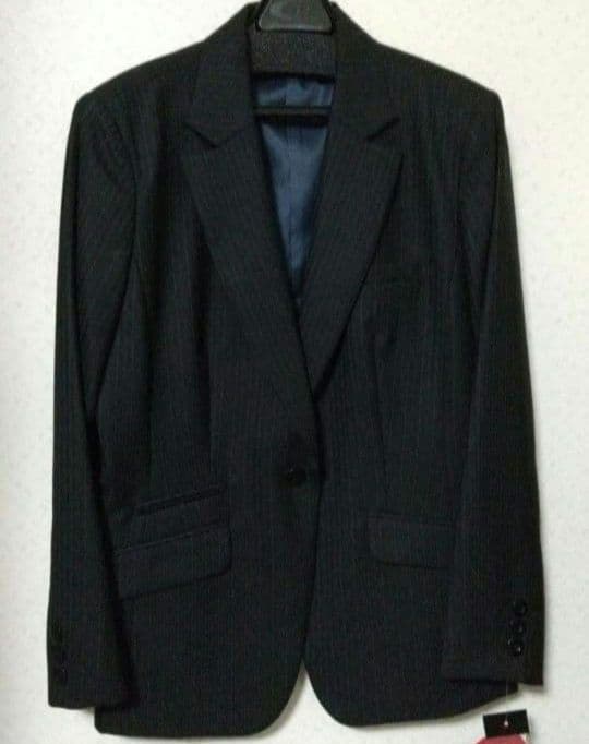 ボンマックス 事務服 ジャケット スカート 上下セットブラック×ブルー 21号