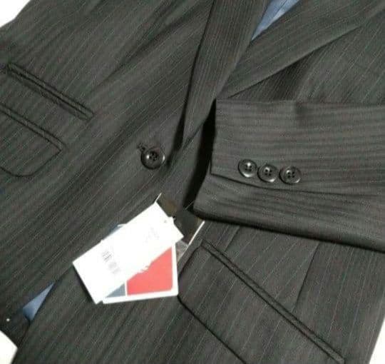 ボンマックス 事務服 ジャケット スカート 上下セットブラック×ブルー 21号