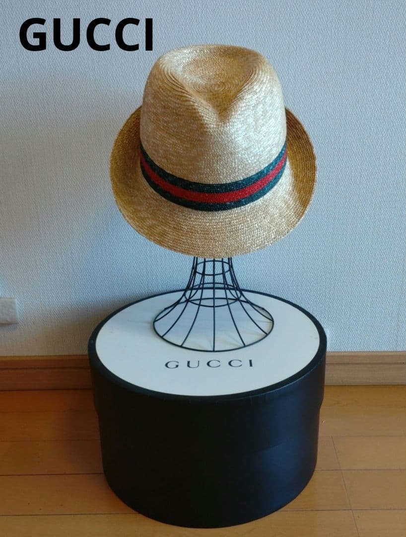 【美品】グッチ　ストローハット　中折れハット　箱付