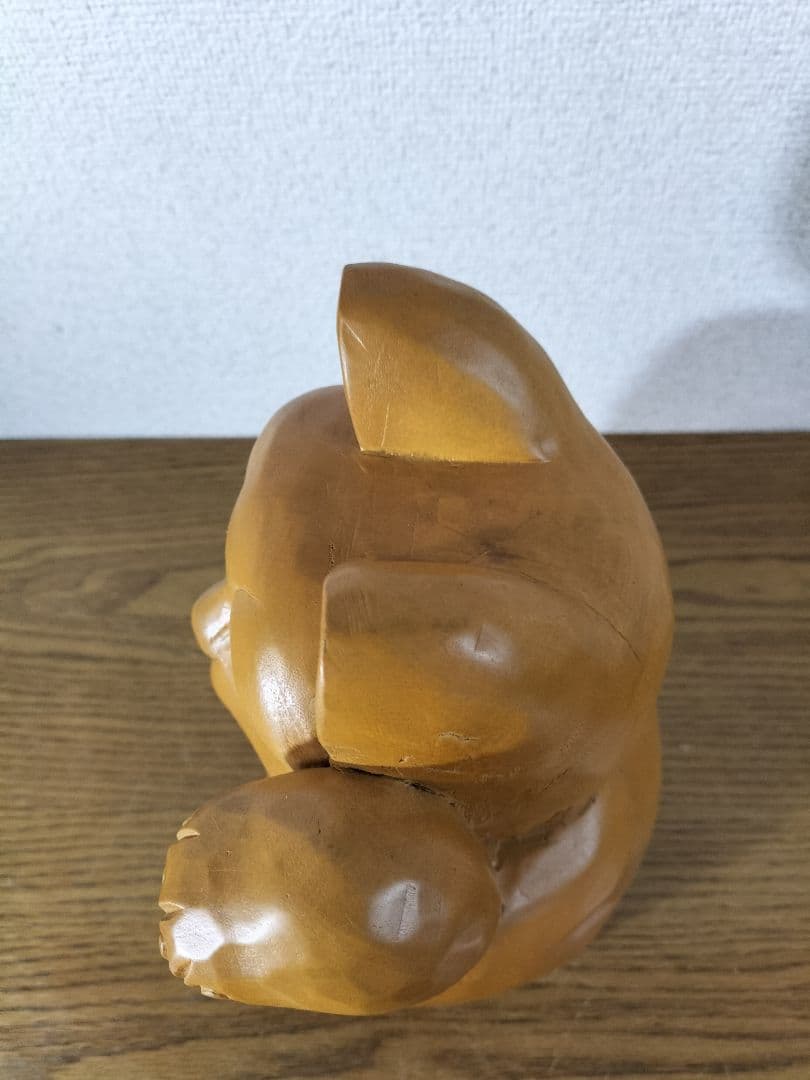 美品　木製 招き猫 彫刻　最終値下げ