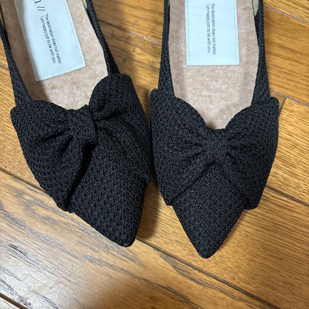 yuka様　Offen オッフェン フラット パンプス リボン ニット 38