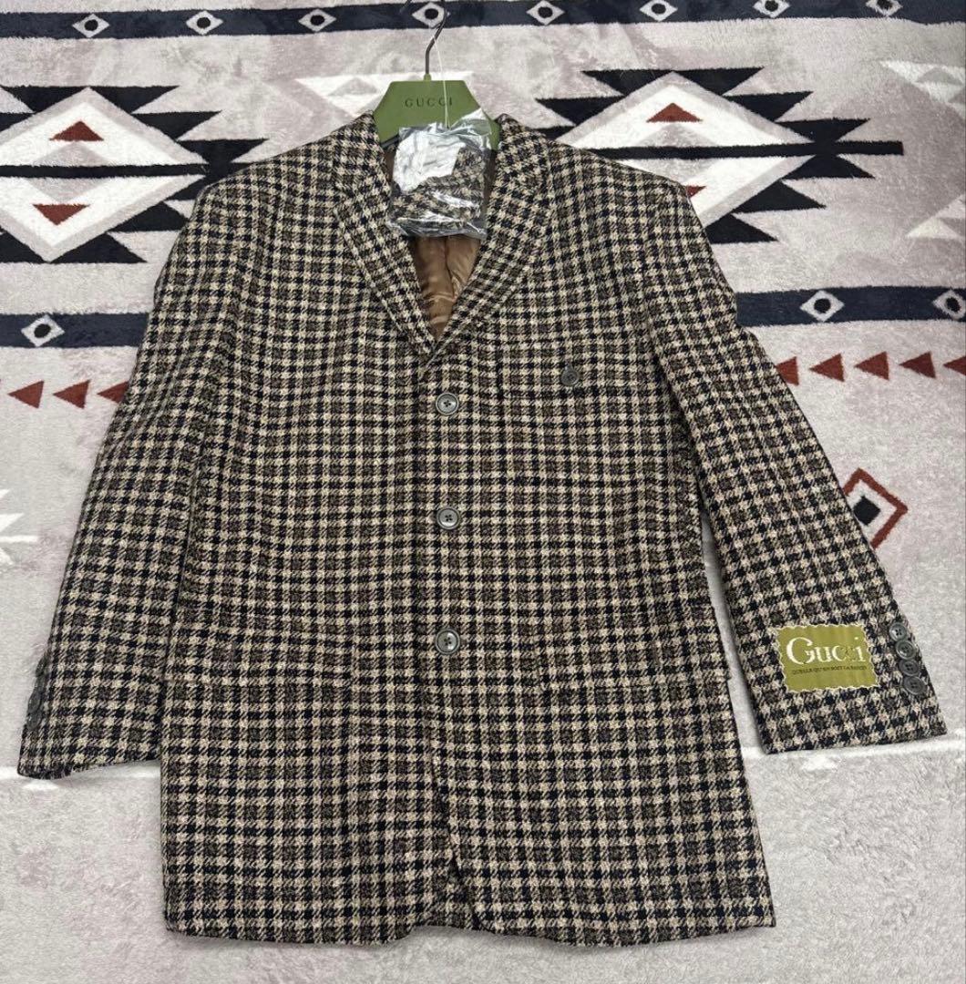 と*う様 売り切り★定価28万★GUCCI★ラベル付き チェック ウール ジャケ