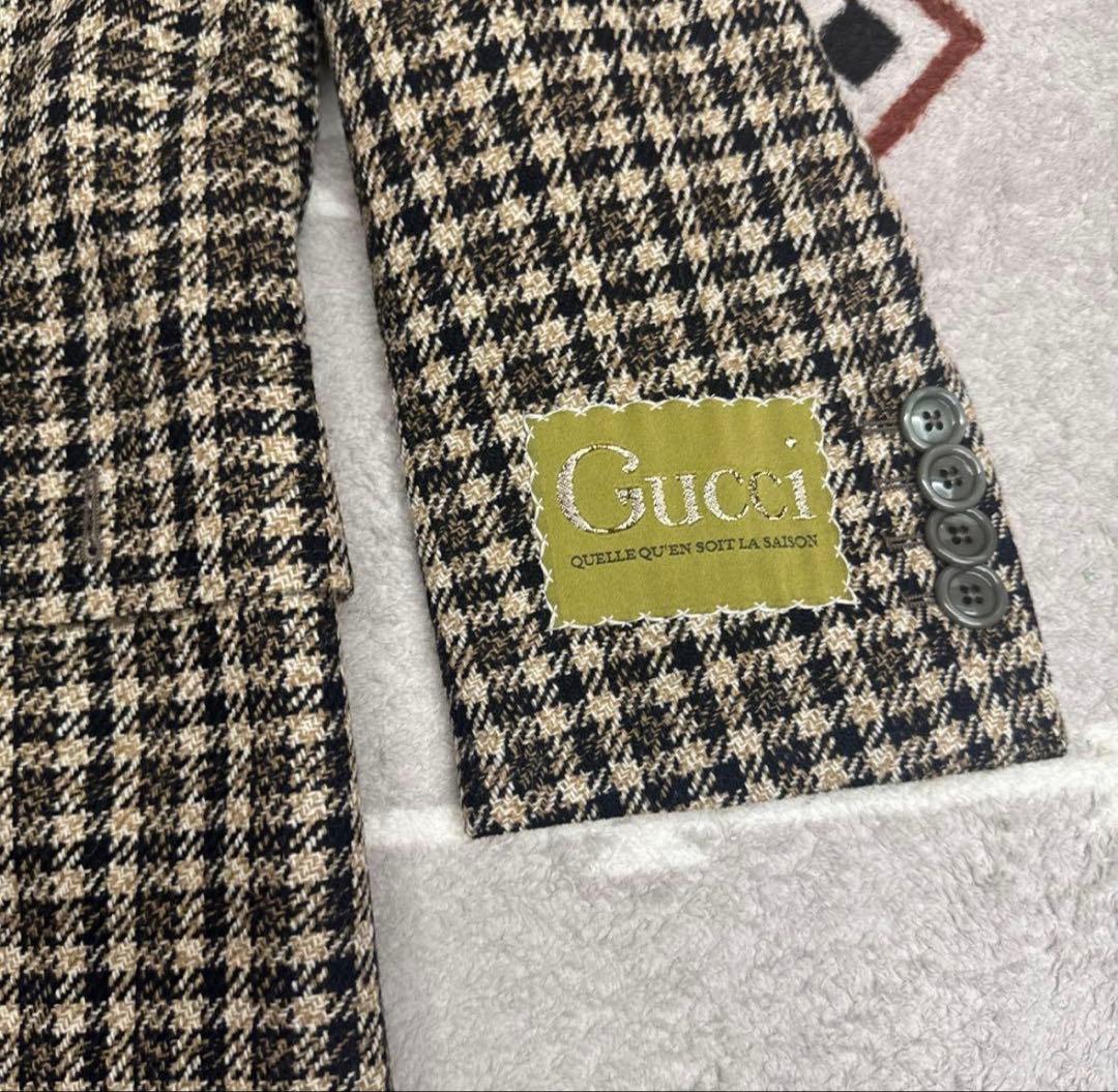 と*う様 売り切り★定価28万★GUCCI★ラベル付き チェック ウール ジャケ