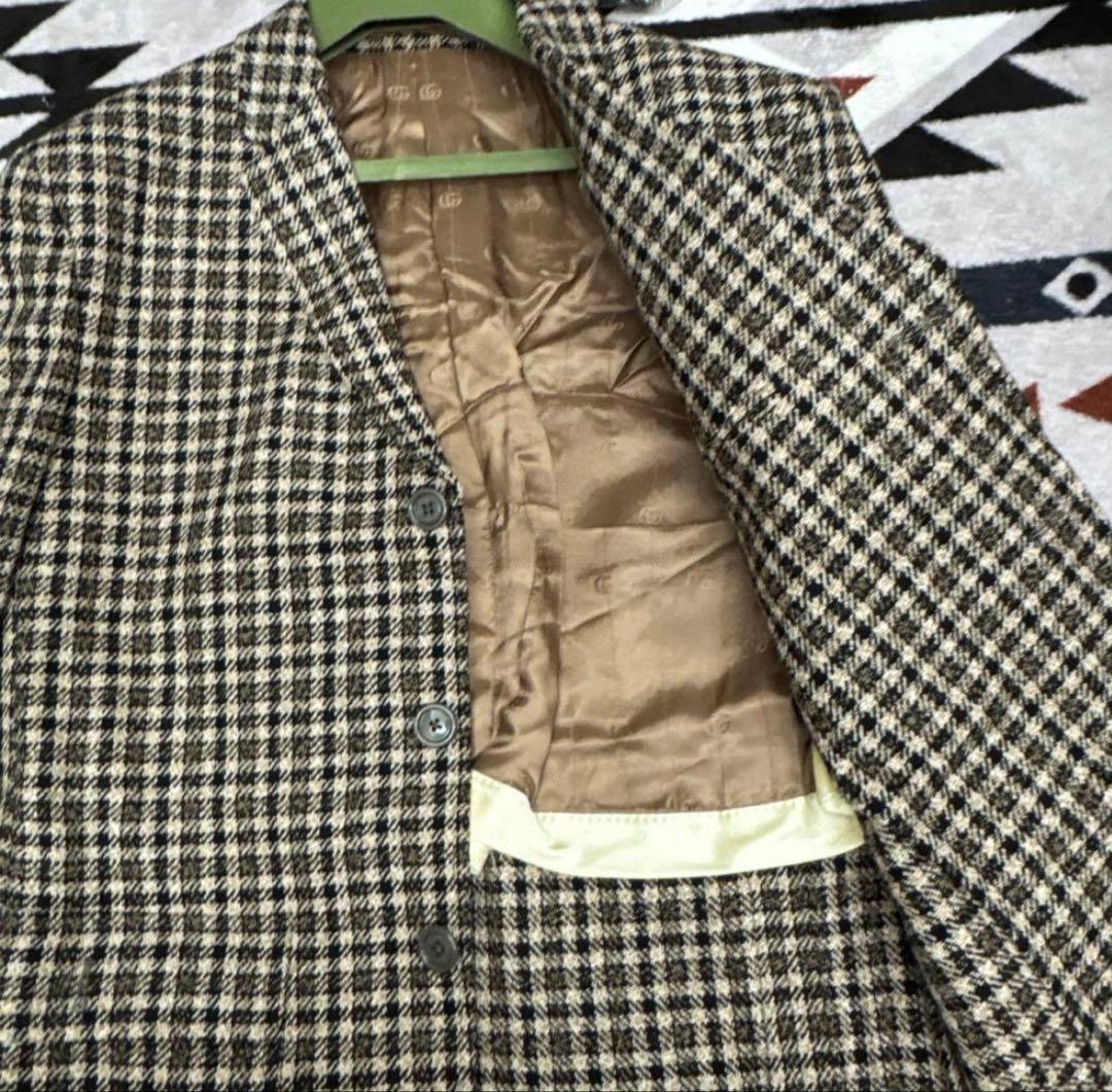 と*う様 売り切り★定価28万★GUCCI★ラベル付き チェック ウール ジャケ
