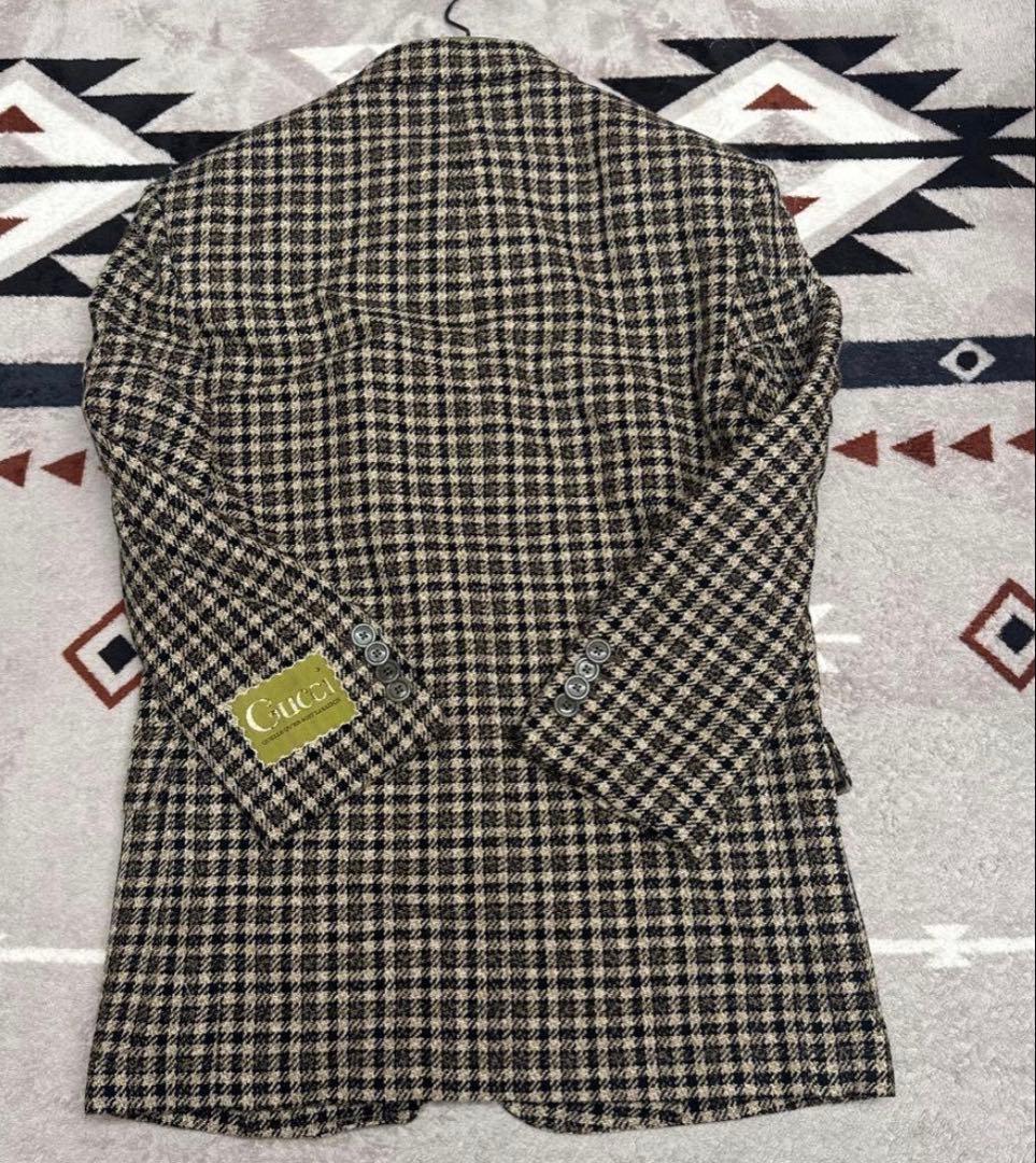 と*う様 売り切り★定価28万★GUCCI★ラベル付き チェック ウール ジャケ