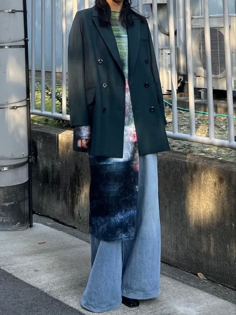 UND LANDSCAPE PRINT LONG TOP グリーン