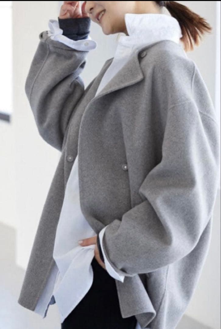 SLOBE IENA HAMILTONダブルフェイスショートコート グレー