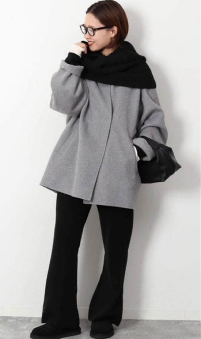 SLOBE IENA HAMILTONダブルフェイスショートコート グレー