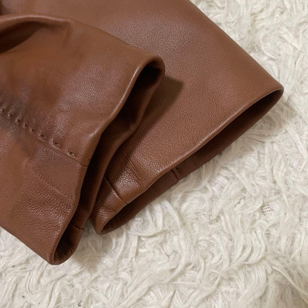 未使用に近い ラムレザーコート パイソン柄 マキシ丈 本革 ベルト S-M相当