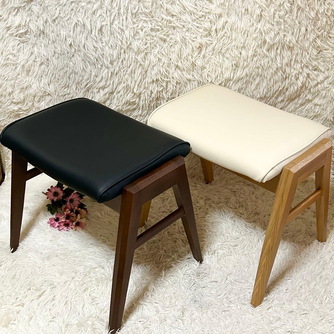 【美品】【2脚】ニトリ スツール ロレイン 3 白 黒 オットマン 椅子 チェア