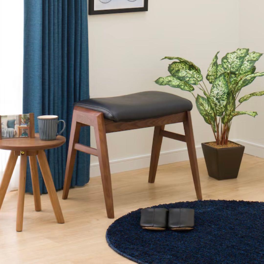 【美品】【2脚】ニトリ スツール ロレイン 3 白 黒 オットマン 椅子 チェア