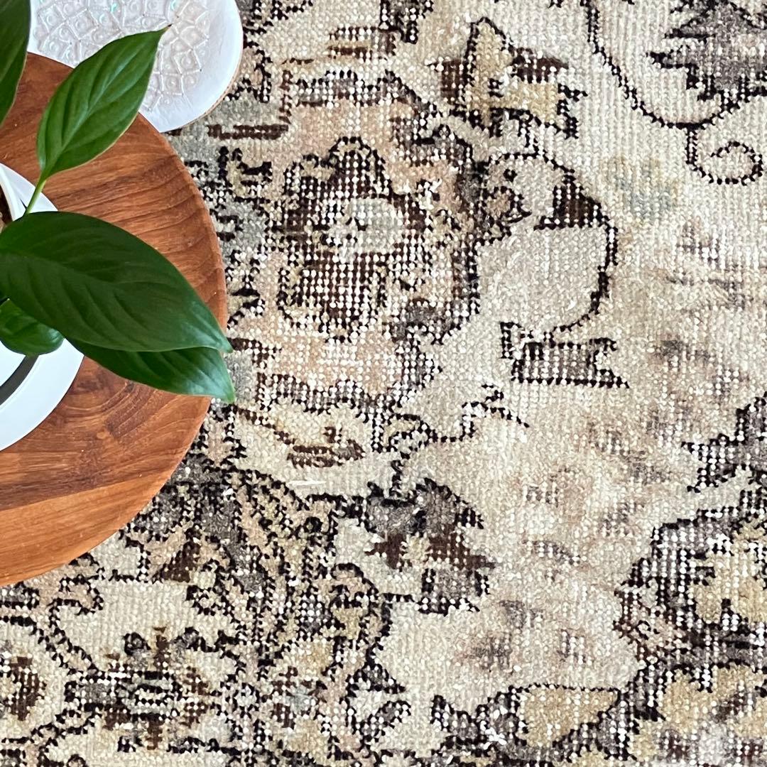 超大判168.5×276アンティークベージュ　メダリオン　トルコヴィンテージラグ