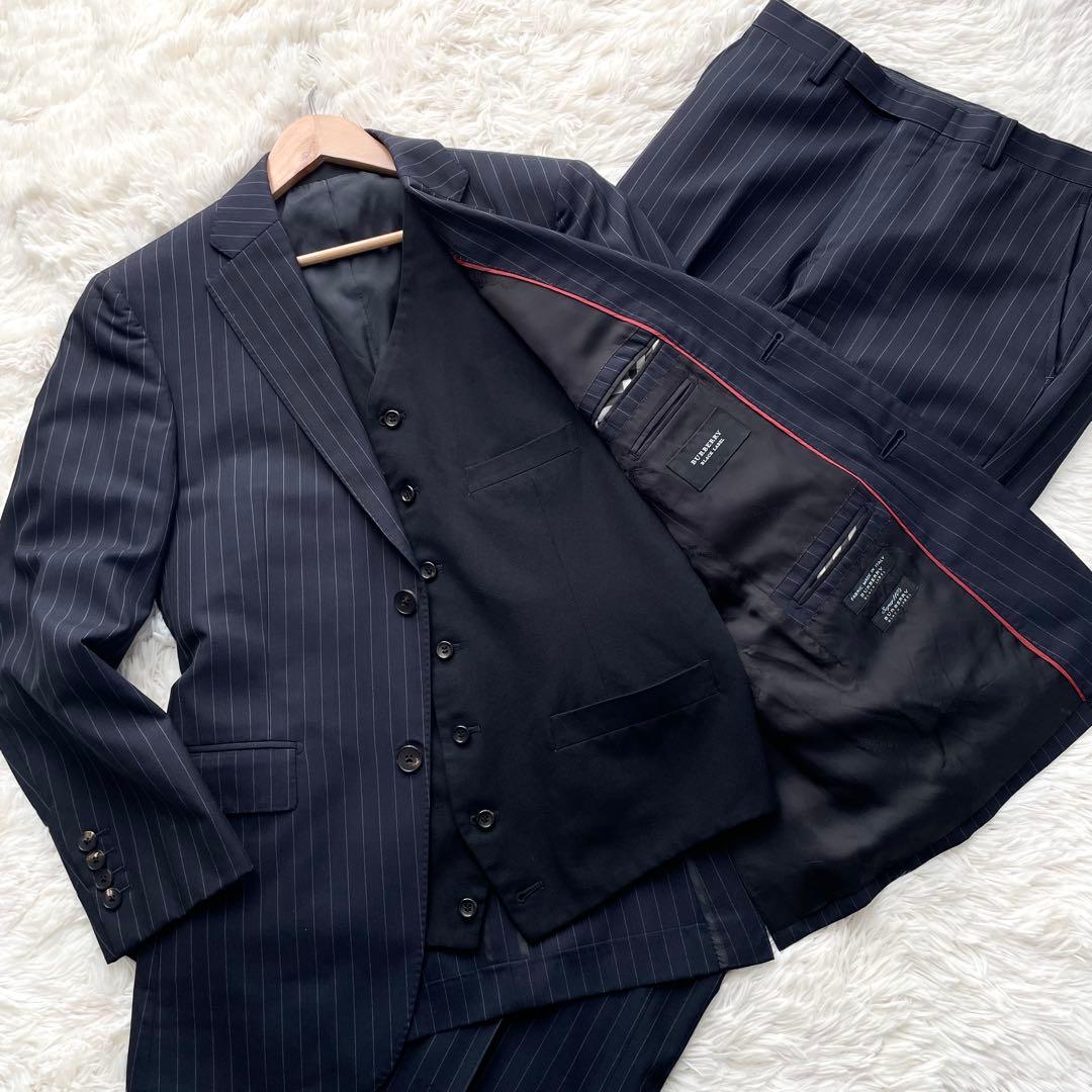 美品✨バーバリーブラックレーベル　セットアップ　3ピース　スーツ　紺　S