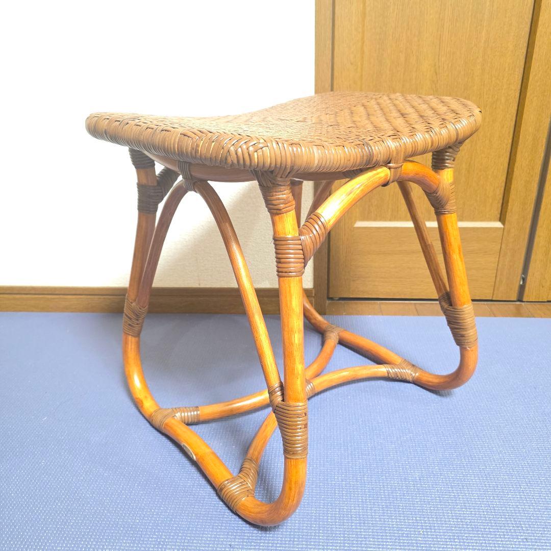 315】KAZAMA　カザマ　ラタン　スツール 籐 レトロ インテリア 椅子