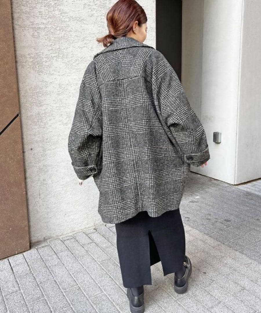 【Spick&Span】　Wスライバーチェックハーフコート