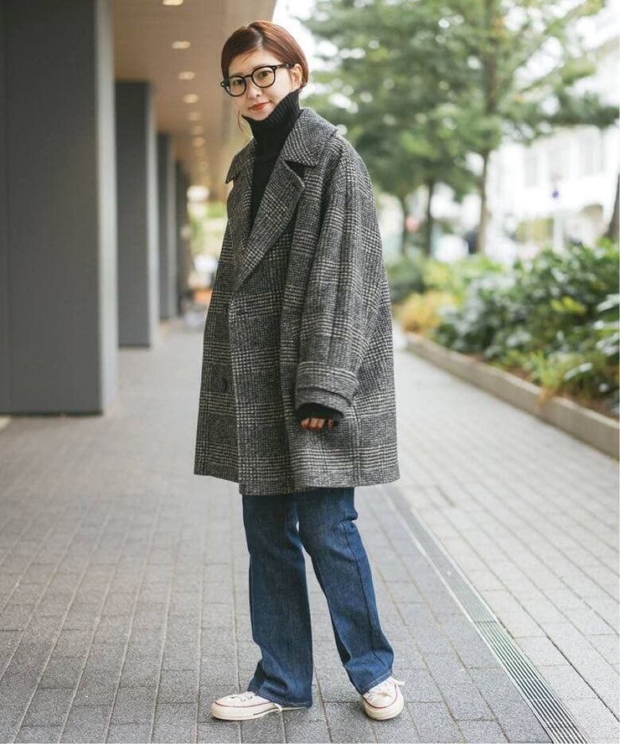 【Spick&Span】　Wスライバーチェックハーフコート